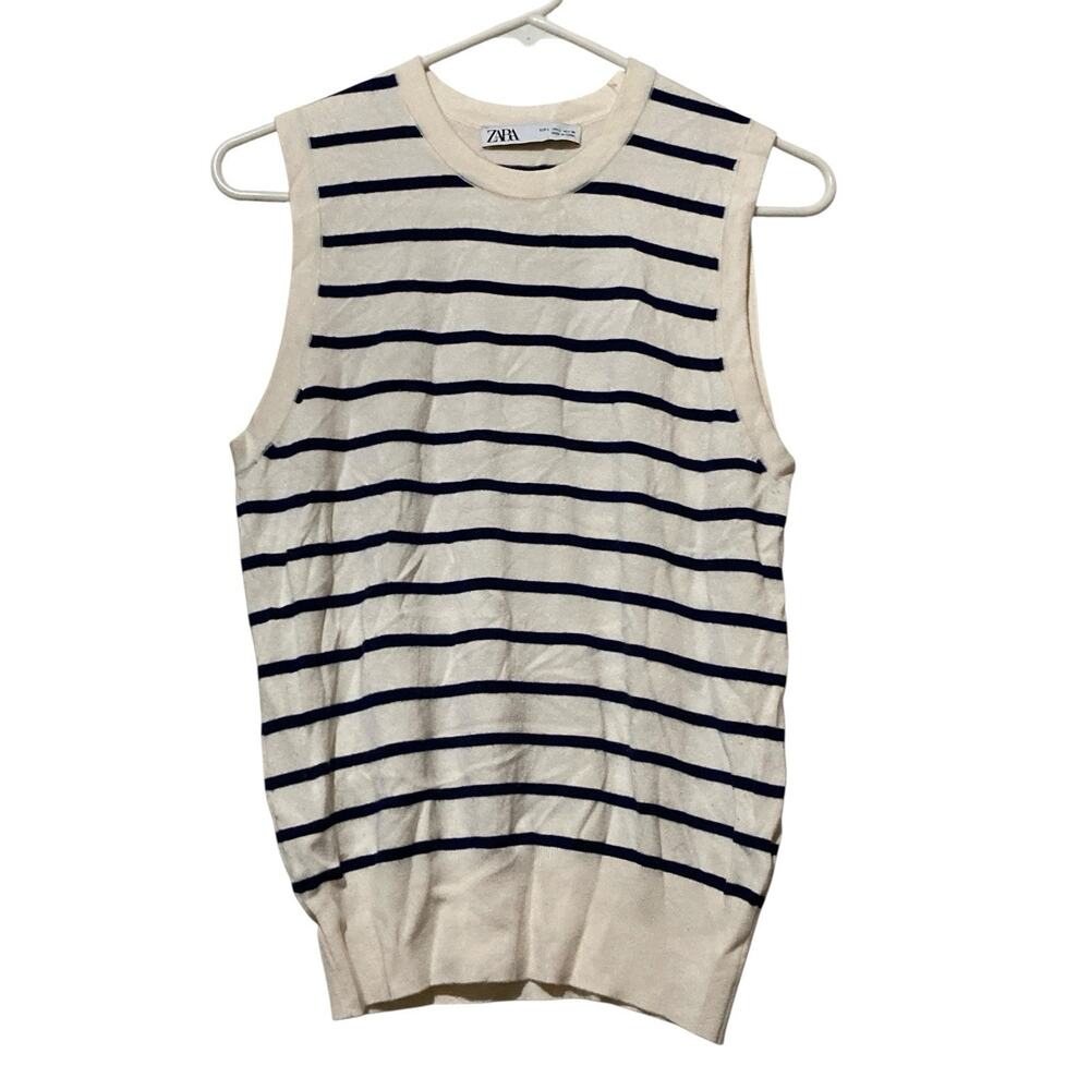 Zara Preppy Tennis Sweater Vest Women's Size Large V-Neck SOFT Knit Y2K Golf